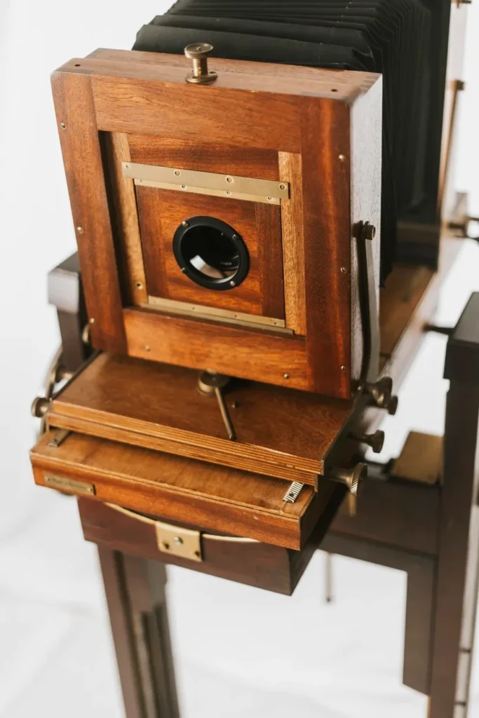 Balgenkamera der Vintage-Fotobox im Detail
